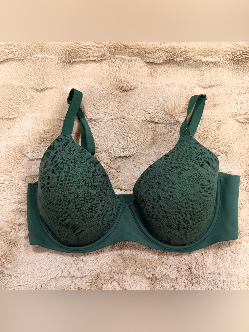 Aeria Smothiez Lace Full Coverage Lightly Lined Bra 34D Green Everyday Comfort - Picture 2 of 10